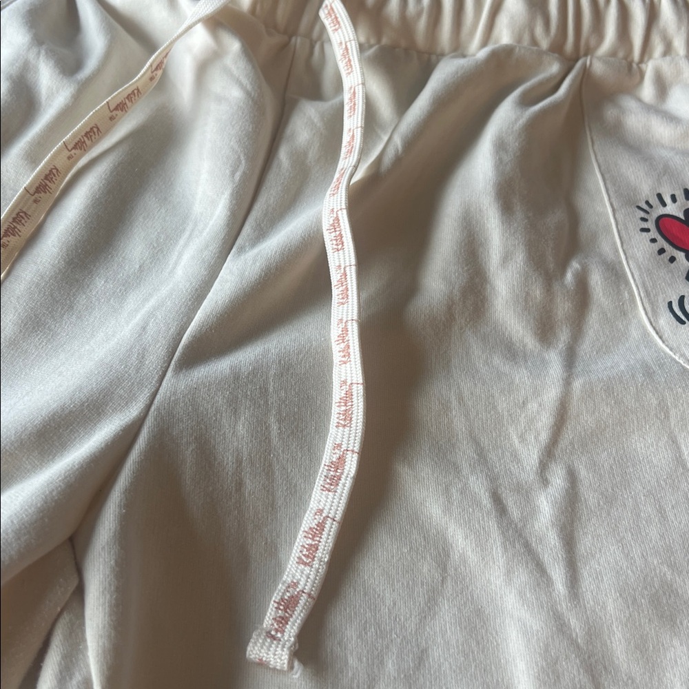Keith Hering Cream Graphic Pocket Sweatpants with Red Accent XXL - Picture 4 of 6